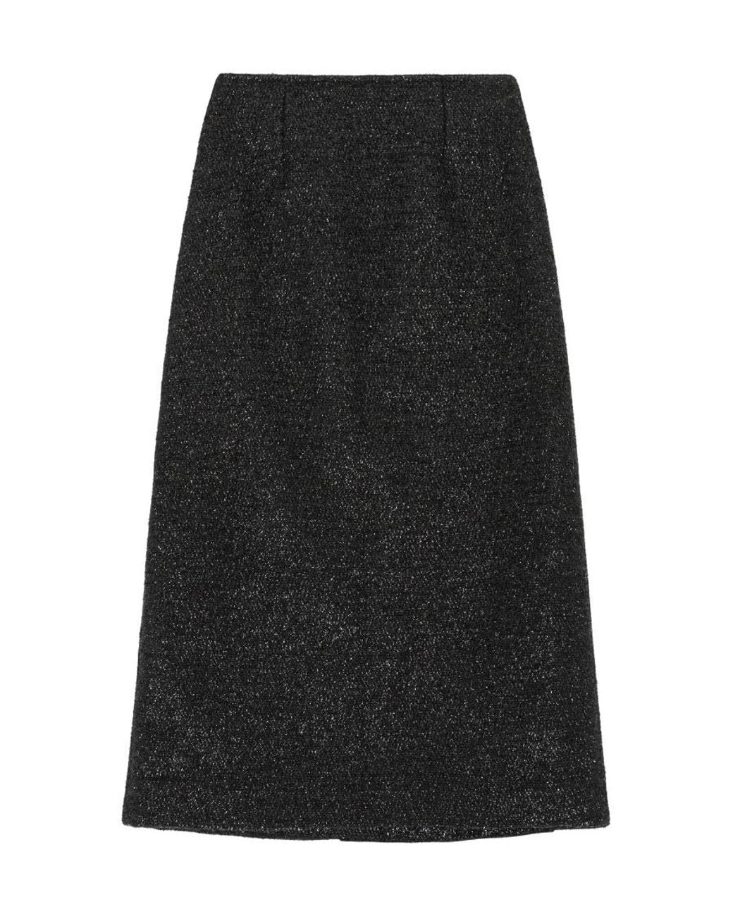 Ganni Black Sparkle Wrap Midi Skirt