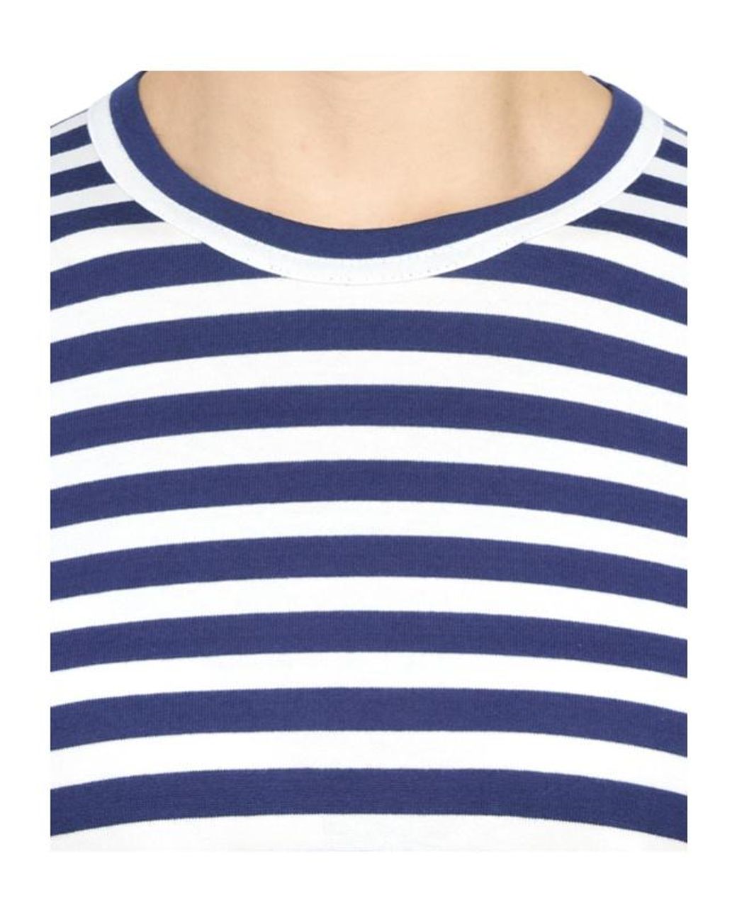 COMME DES GARÇONS PLAY Blue X Invader Pixelated-Heart Striped Top