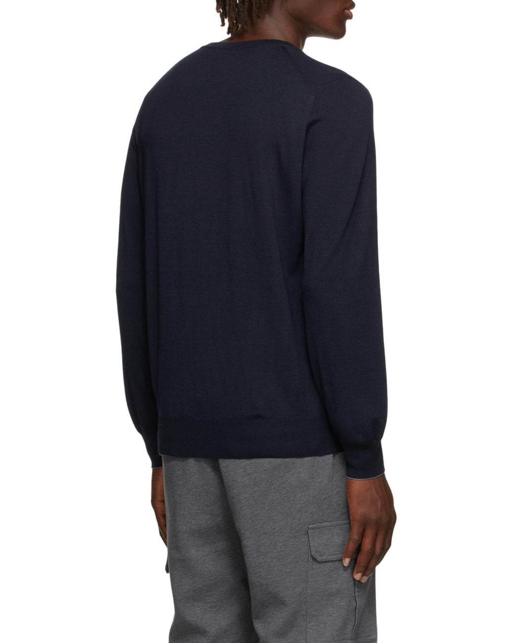 Brunello Cucinelli Blue Crewneck Knitted Jumper for men