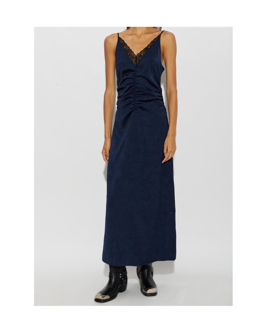 Baum und Pferdgarten Blue Atalie Lace-Trim Maxi Dress