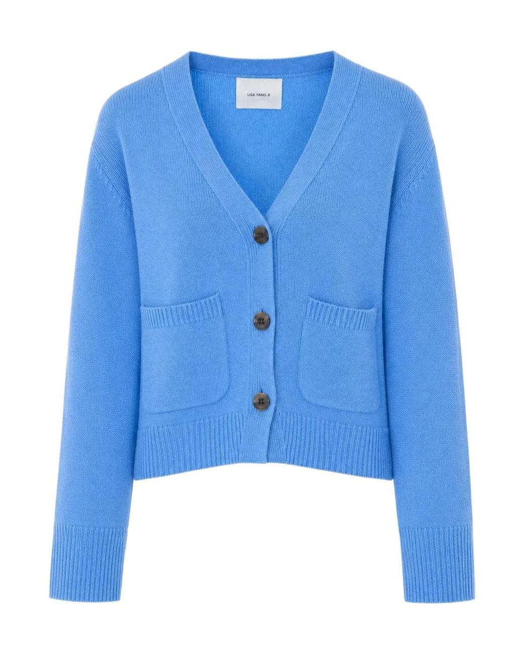 Lisa Yang Blue Danni V-Neck Button-Up Cardigan