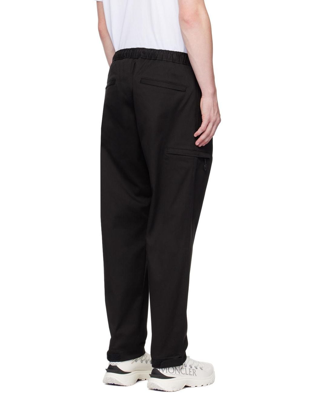 Moncler Black Logo Embroidered Straight Leg Trousers for men