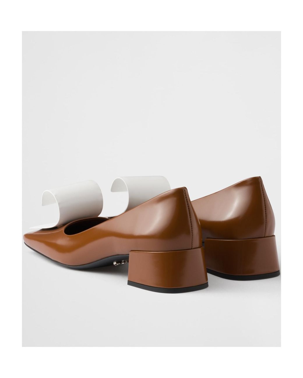 Prada Brown Two-Toned Square-Toe Pumps