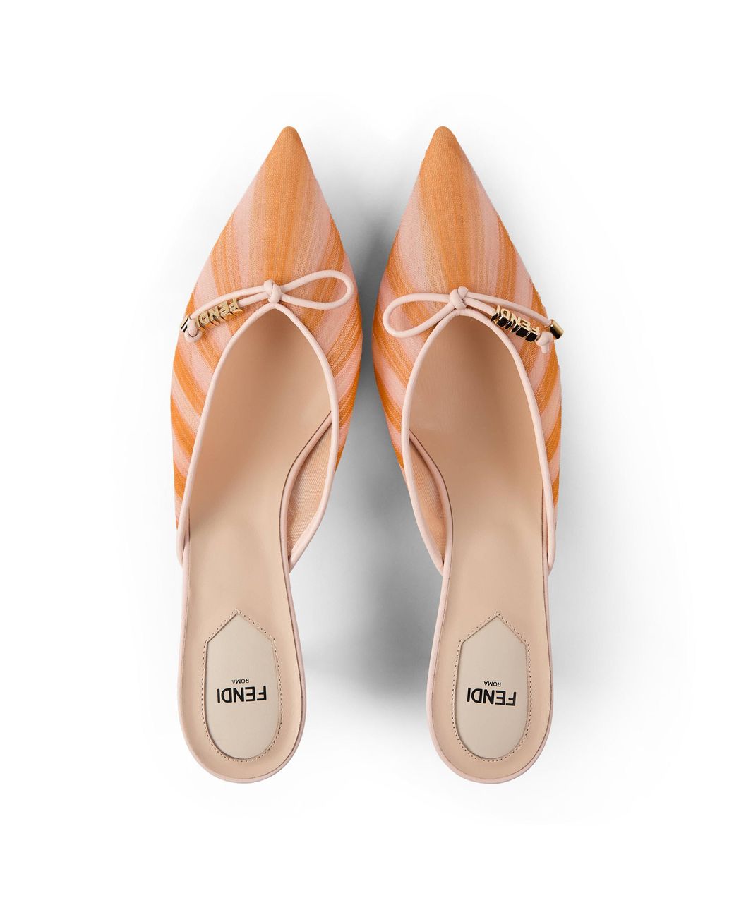 Fendi Pink Tulle Kitten Heeled Mules