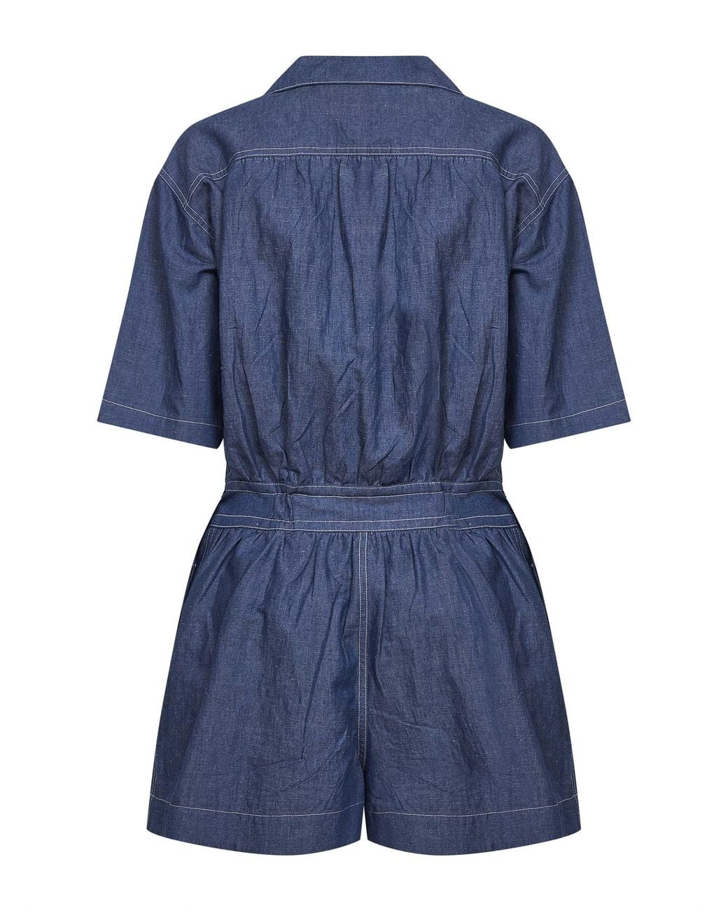 Prada Blue Short-Sleeved Denim Jumpsuit