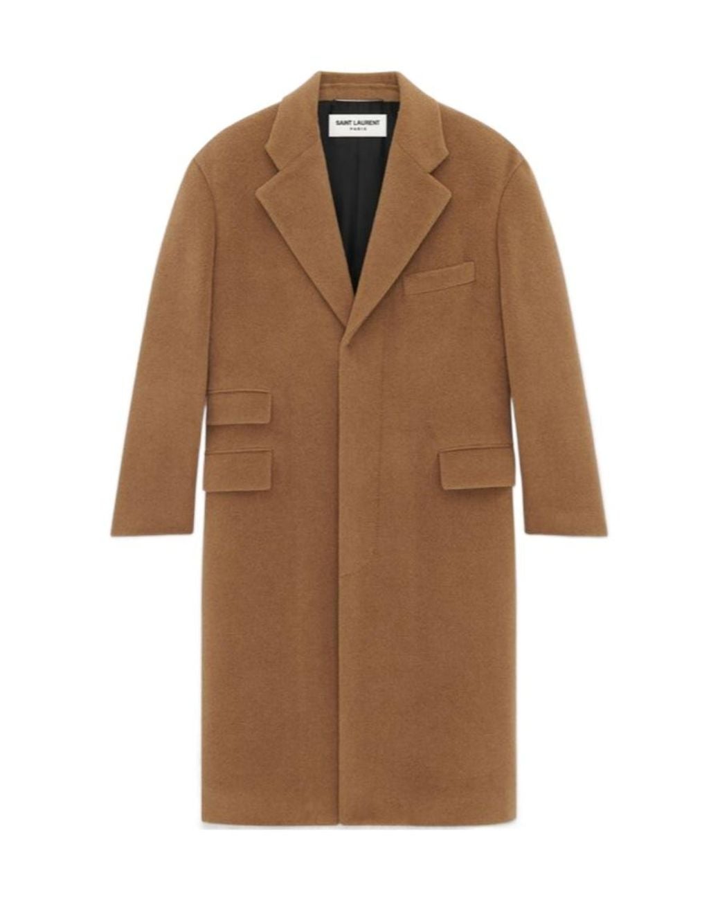 Saint Laurent Brown Single-Breasted Wool Coat for men