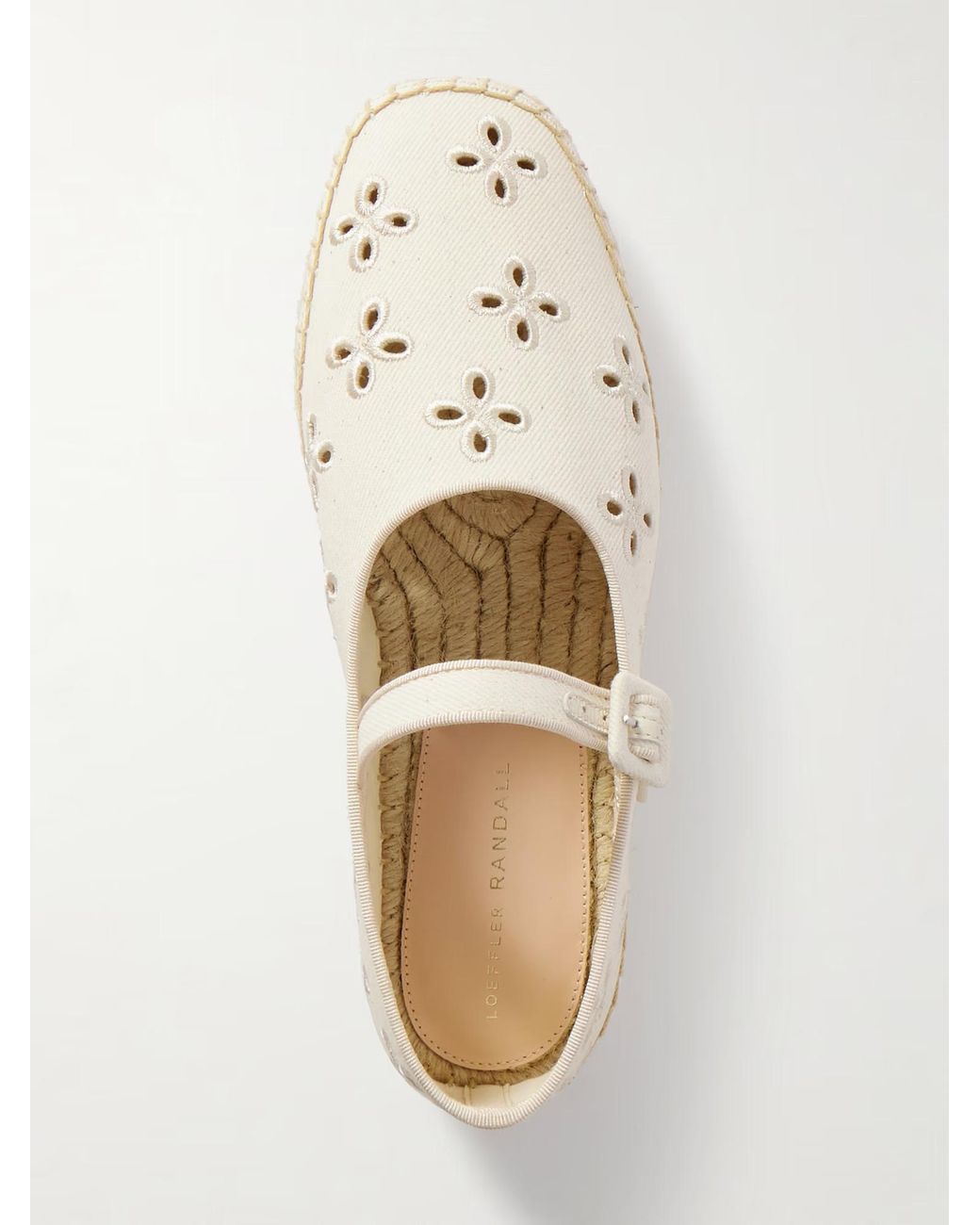 Loeffler Randall Natural Grosgrain Trimmed And Broderie Anglaise Canvas Espadrilles