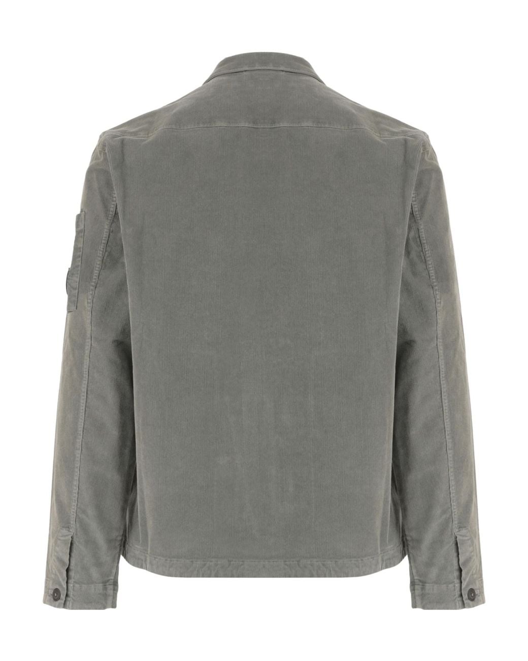 C P Company Gray Logo-Detail Corduroy Shirt for men