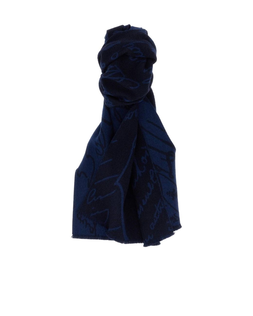 Berluti Blue Scritto Knit Scarf for men