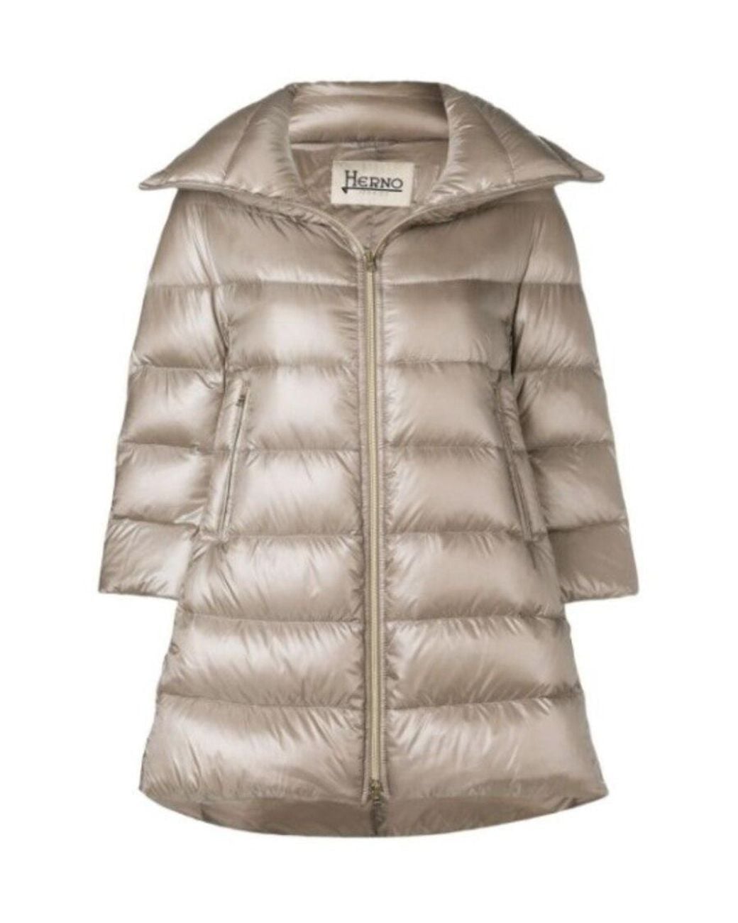 Herno Gray Cleofe Padded Zipped Coat