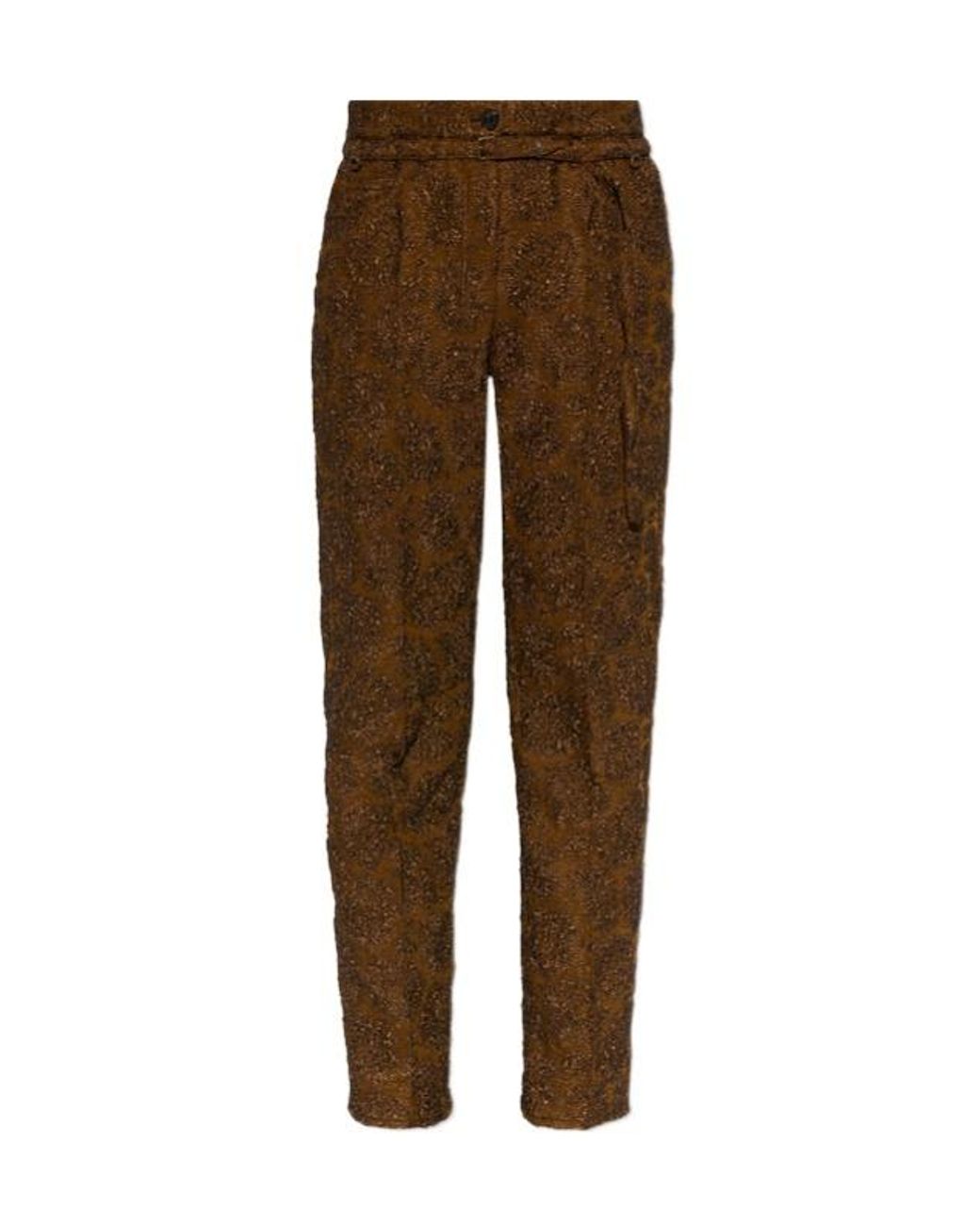 Dries Van Noten Brown Slim-Leg Jacquard Pants