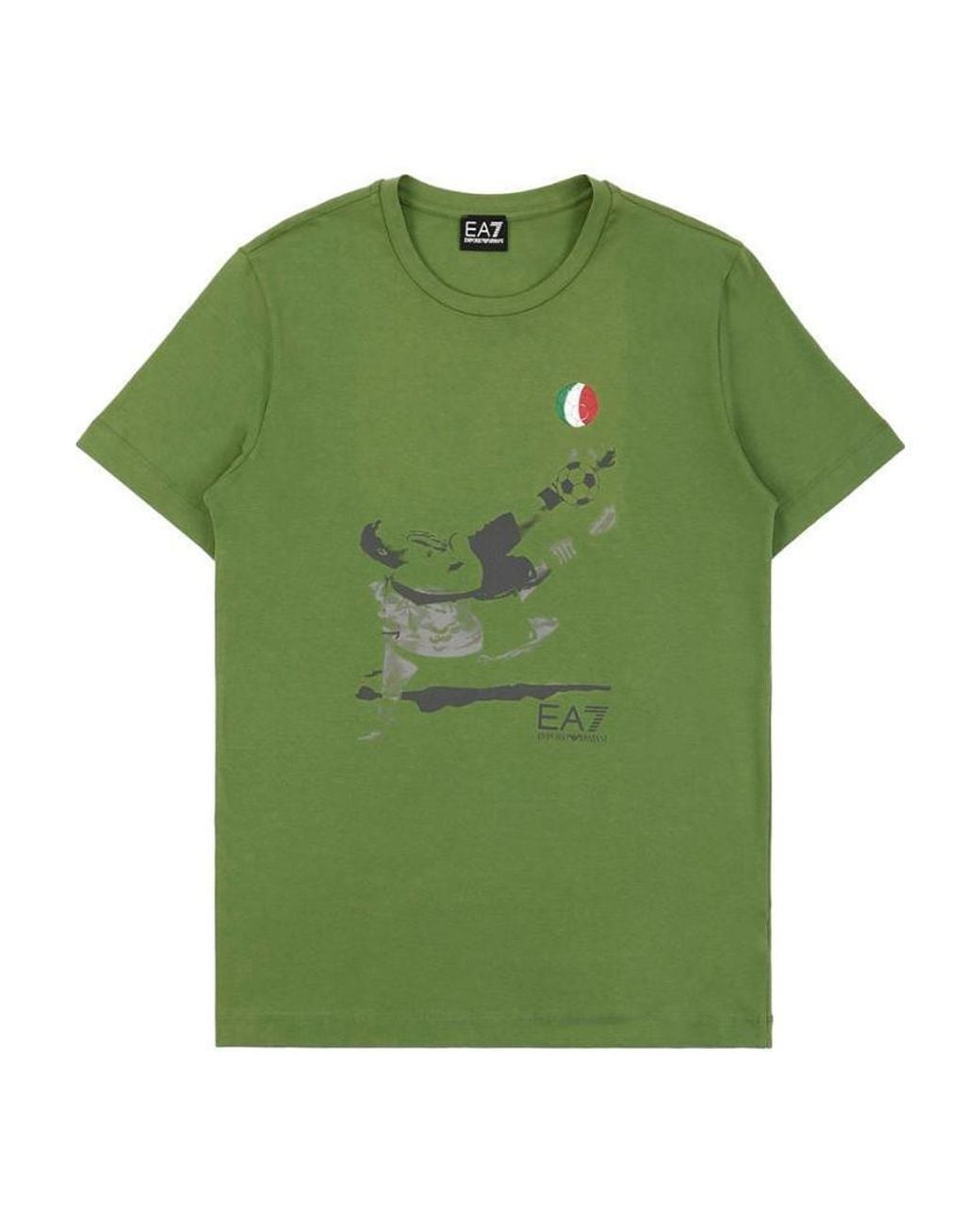 EA7 Green Logo T-Shirt With Round Neck for men
