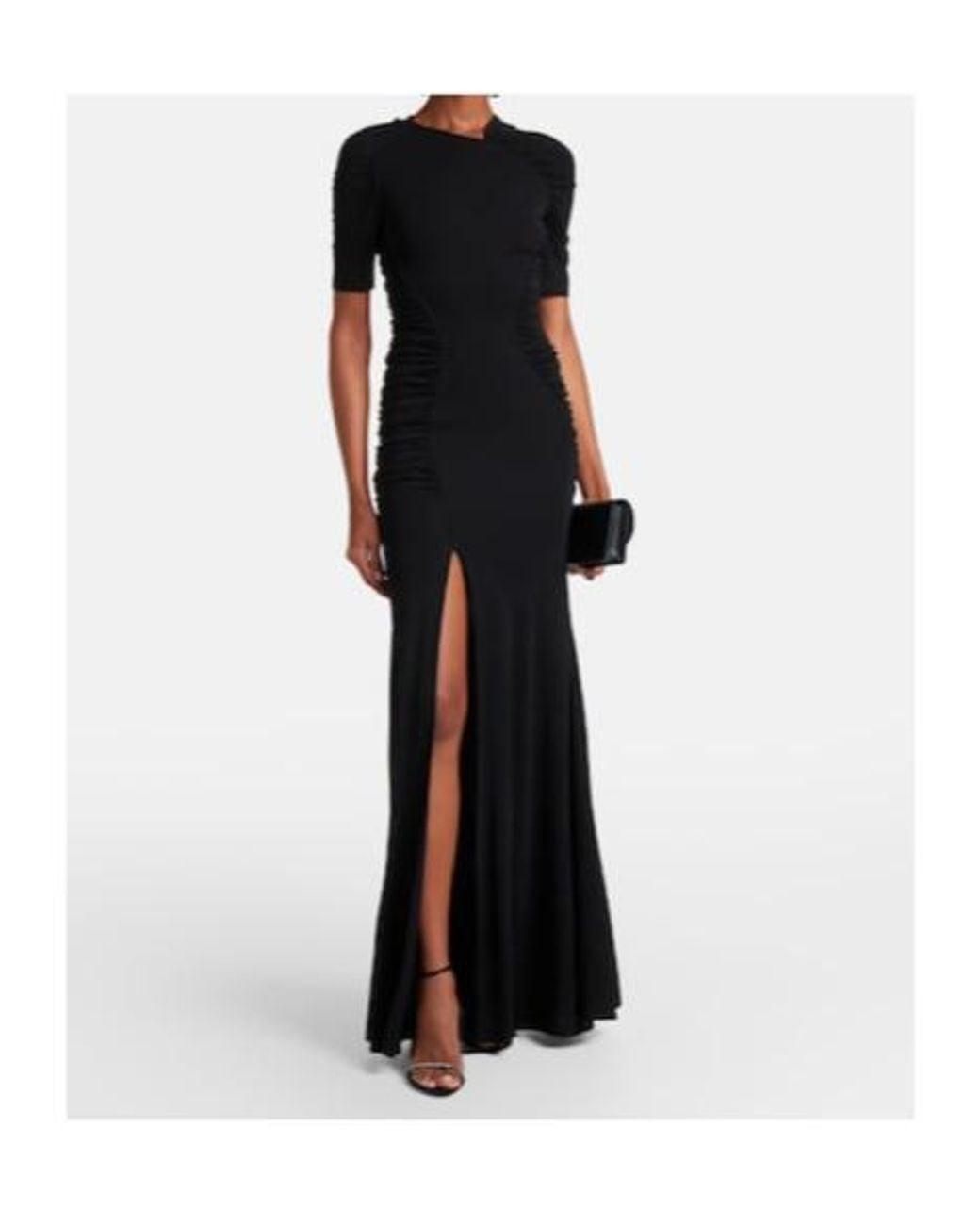 Victoria Beckham Black Ruched Crêpe Jersey Maxi Dress