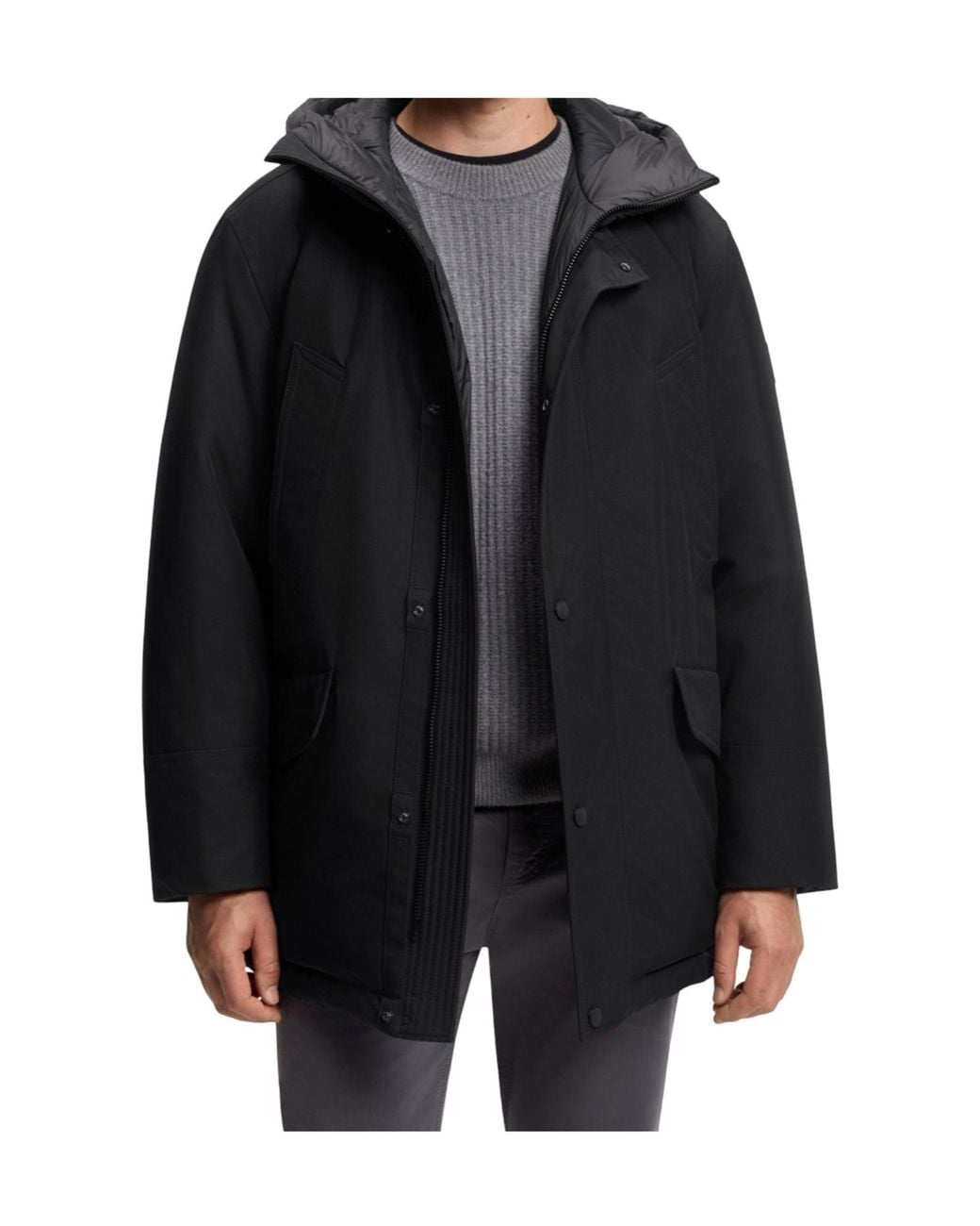 Boss Black Hooded Logo-Patch Jacket for men