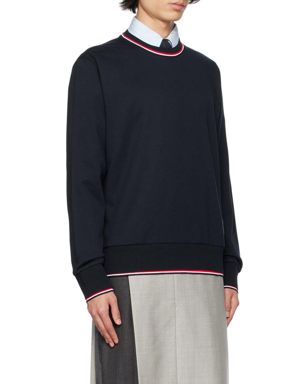 Thom Browne Blue Long-Sleeved Crewneck Sweater for men