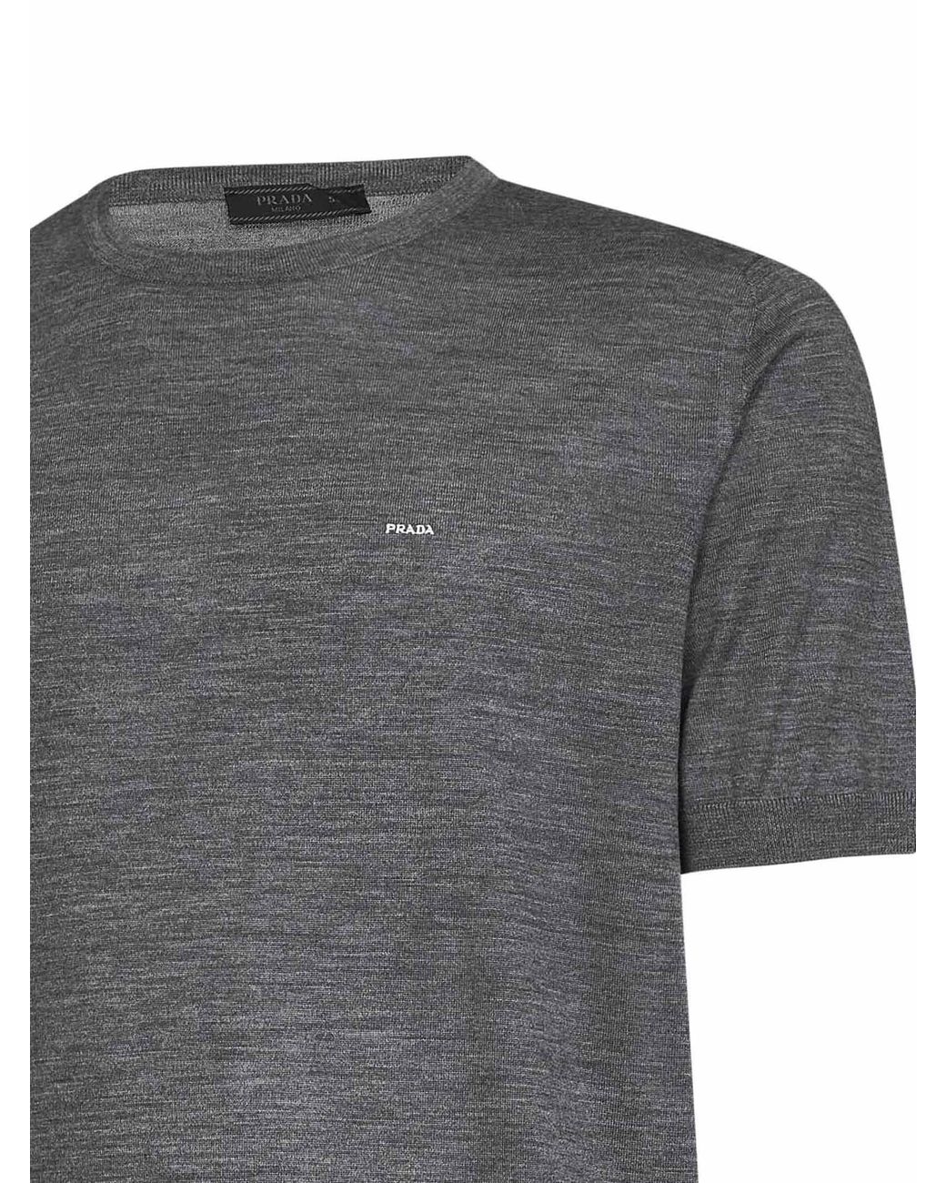 Prada Gray Short-Sleeved Knit Top for men