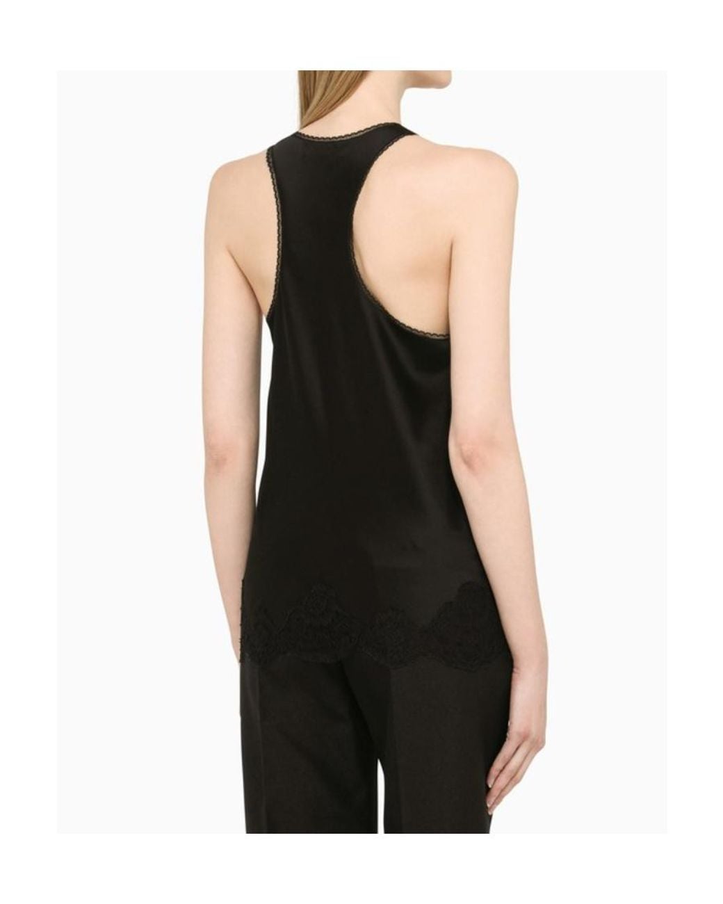 Balenciaga Black Lace-Detail Tank Top