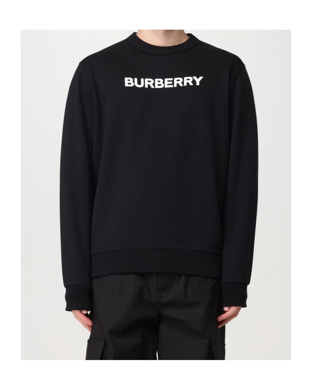 Burberry Black Logo Printed Crewneck Sweatshirt for men