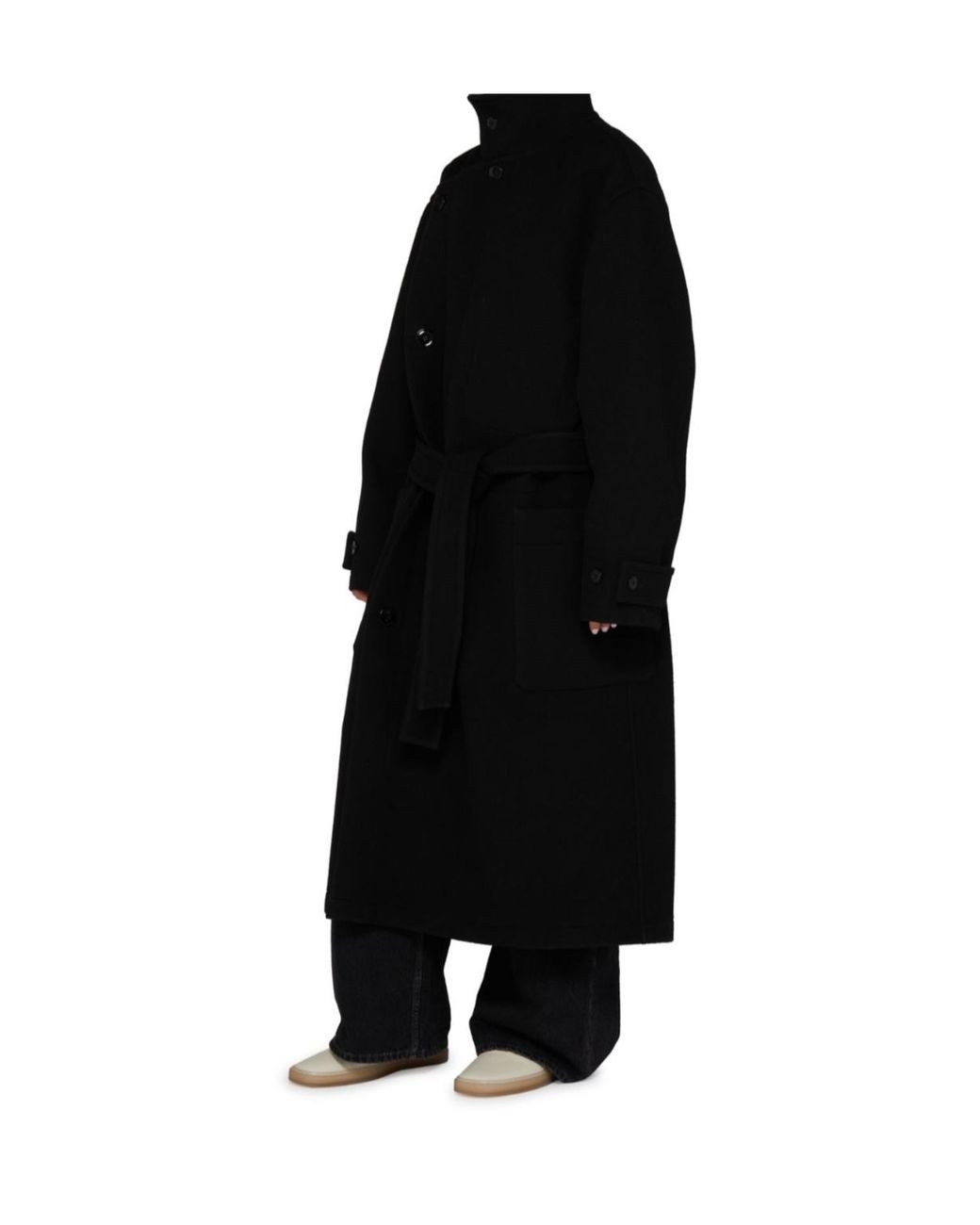 Lemaire Black Long Belted Coat
