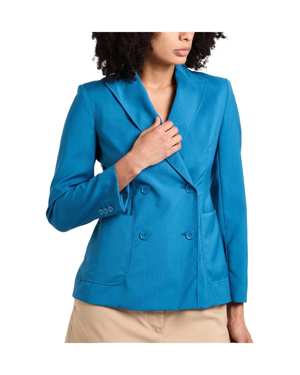 Weekend by Maxmara Blue Minimalist Wool Blazer