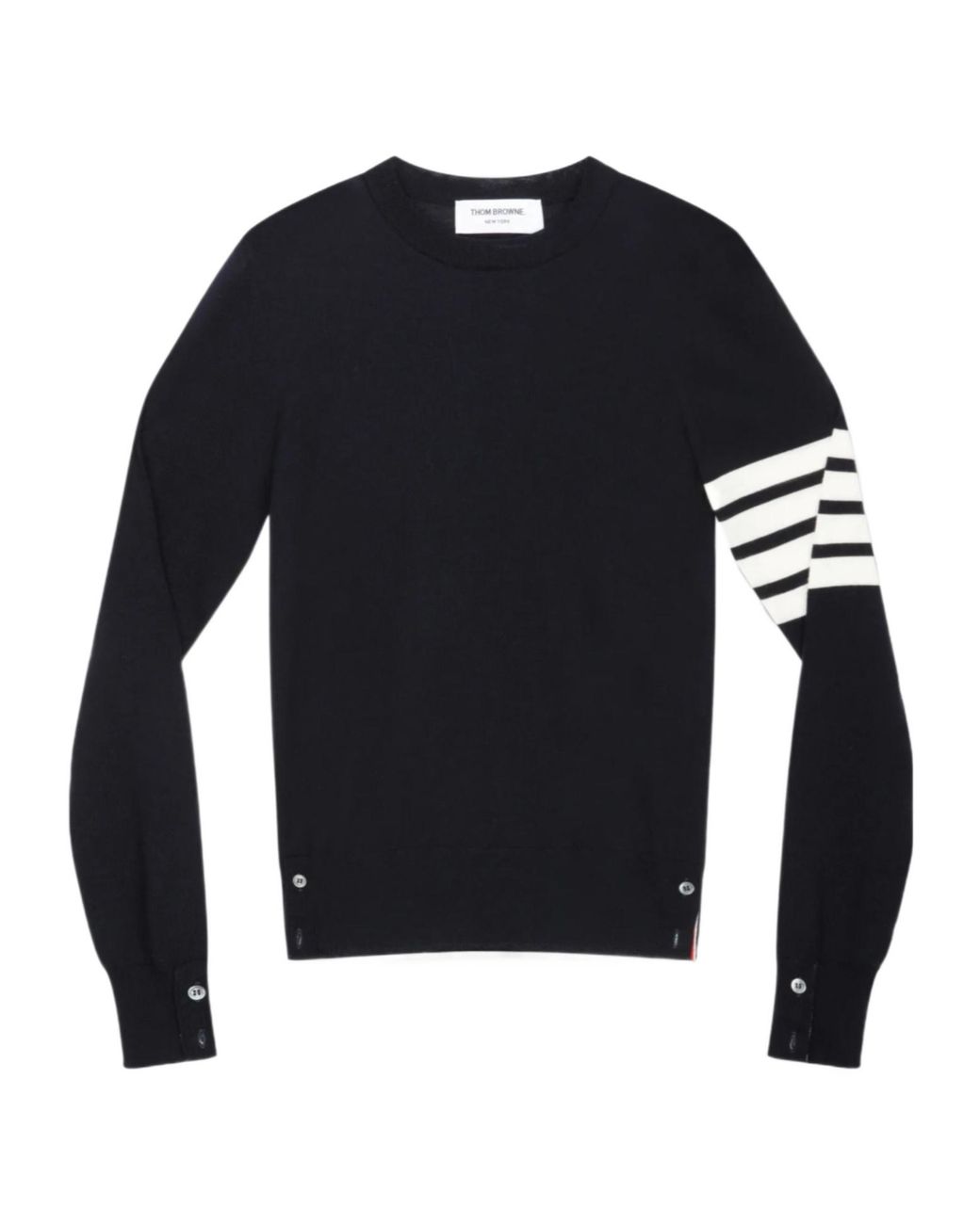 Thom Browne Blue 4-Bar Ribbed Crewneck Jumper