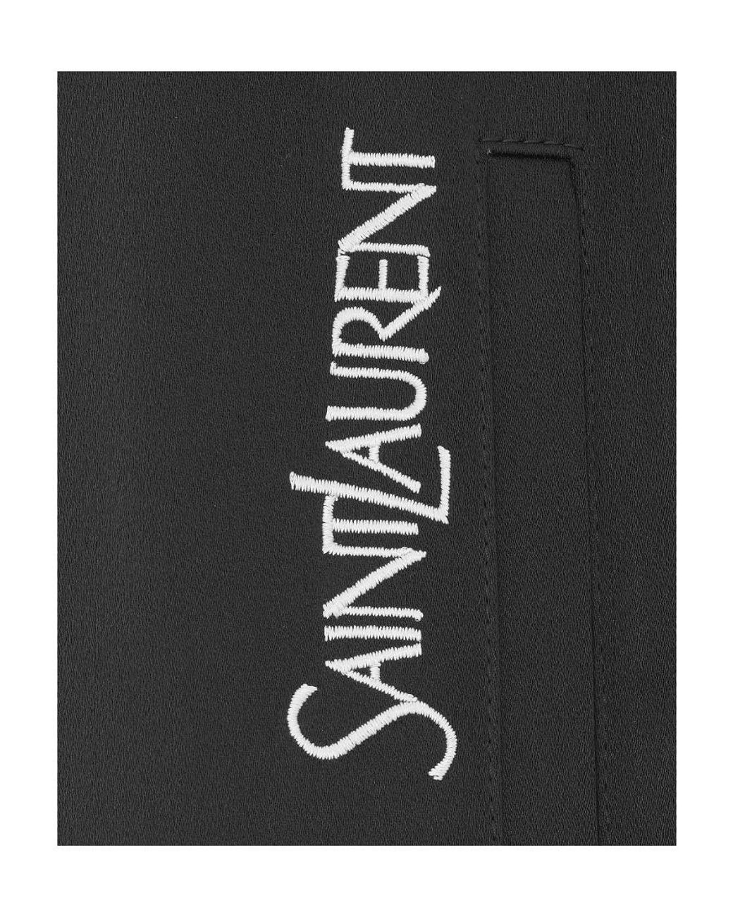 Saint Laurent Black Logo-Embroidered Drawstring Striped Track Pants for men