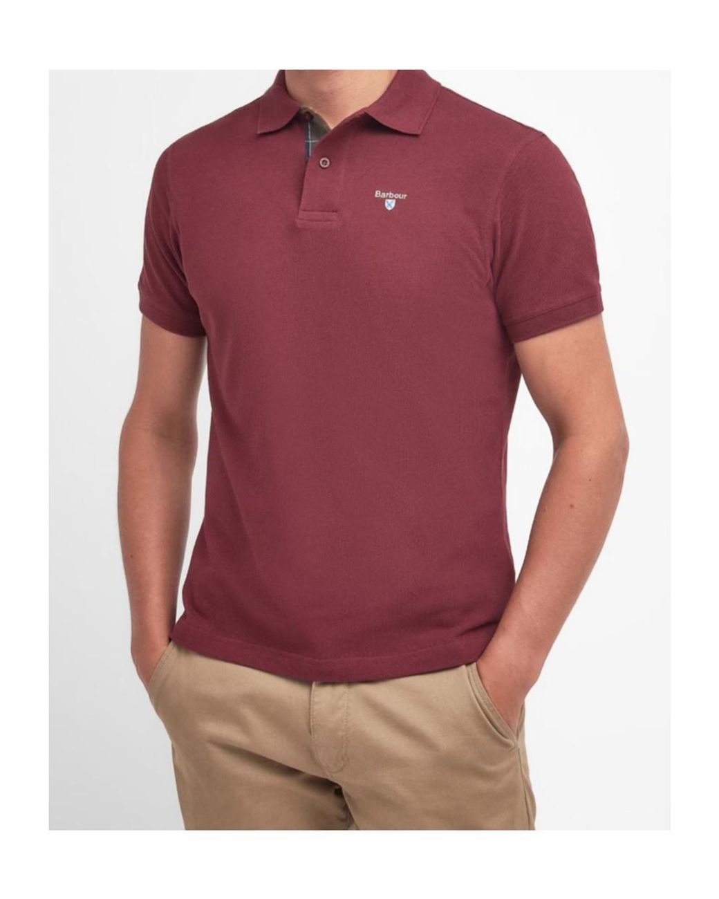 Barbour Red Tartan Pique Polo Shirt for men