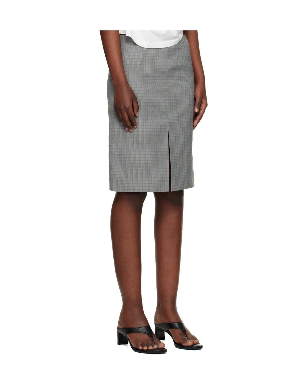 Our Legacy Gray Siren Plaid Midi Skirt