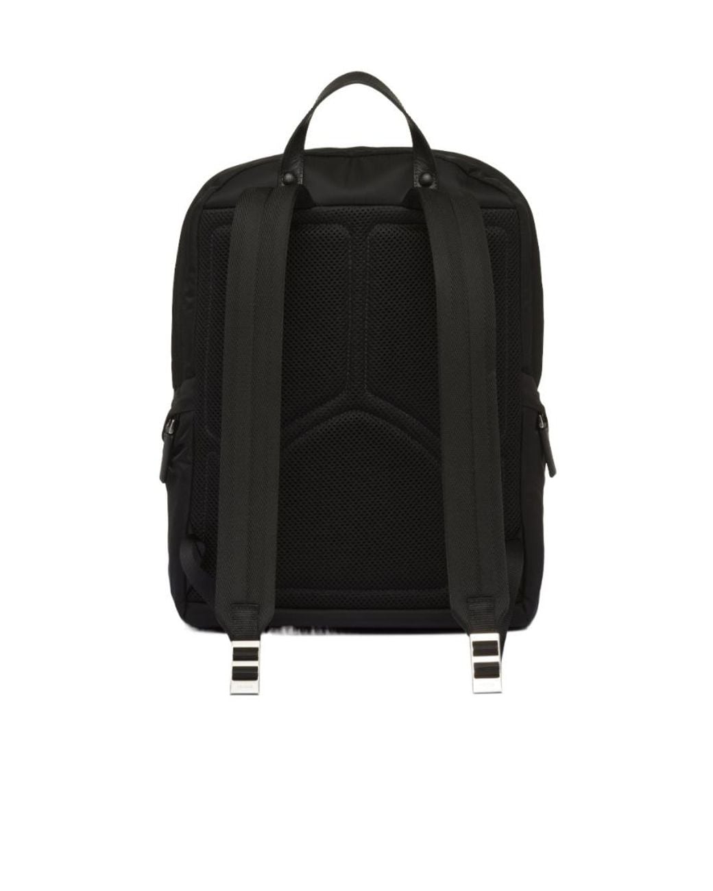 Prada Black Triangle Logo Plaque Backpack for men