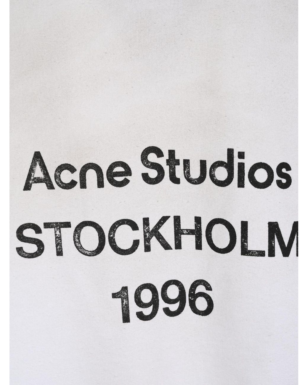 Acne White Logo Printed Long-Sleeved Hoodie for men