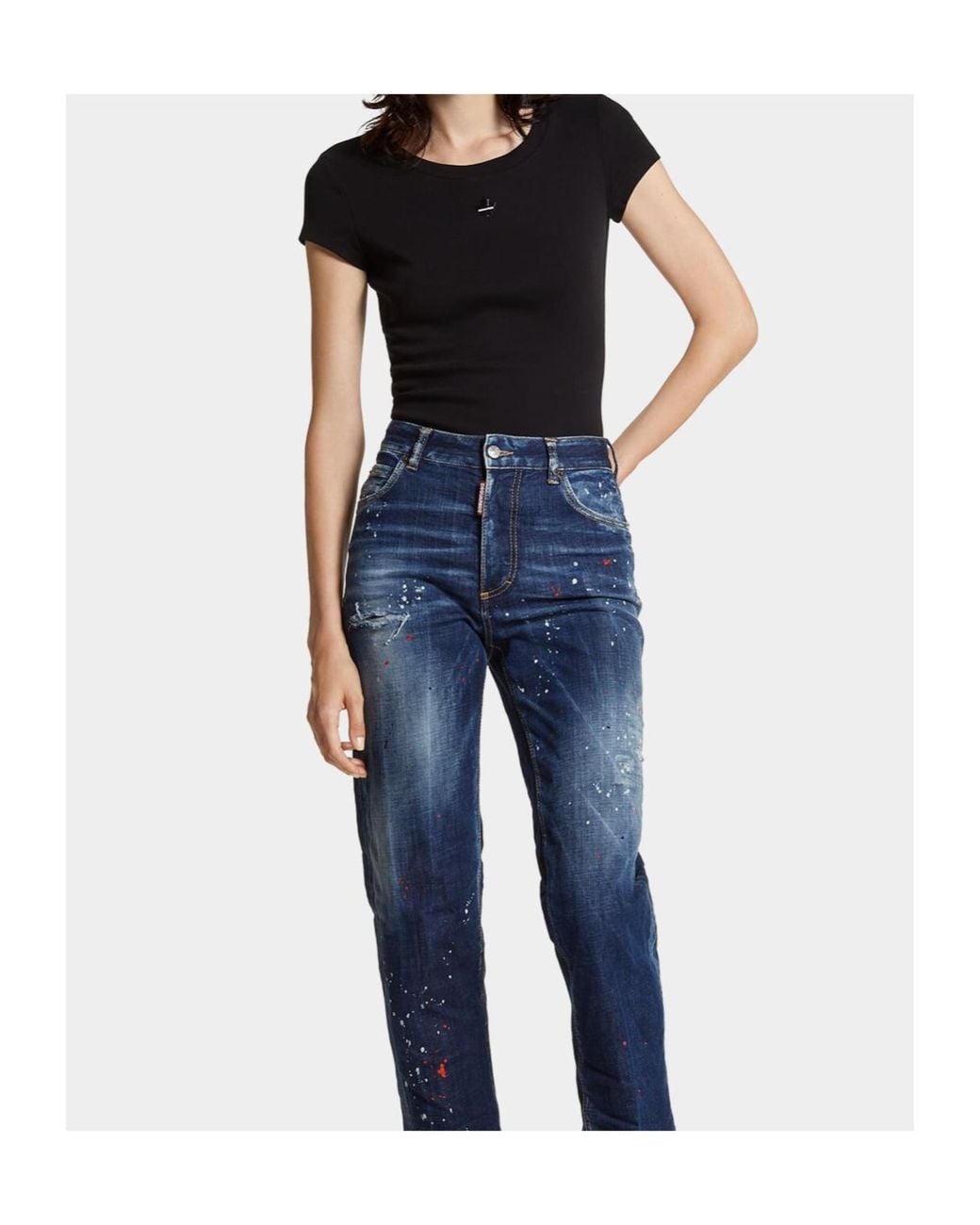 DSquared² Black Leaf Logo Plaque Crewneck T-Shirt