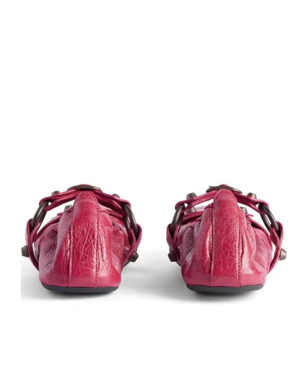 Balenciaga Pink Buckle Detailed Flat Shoes
