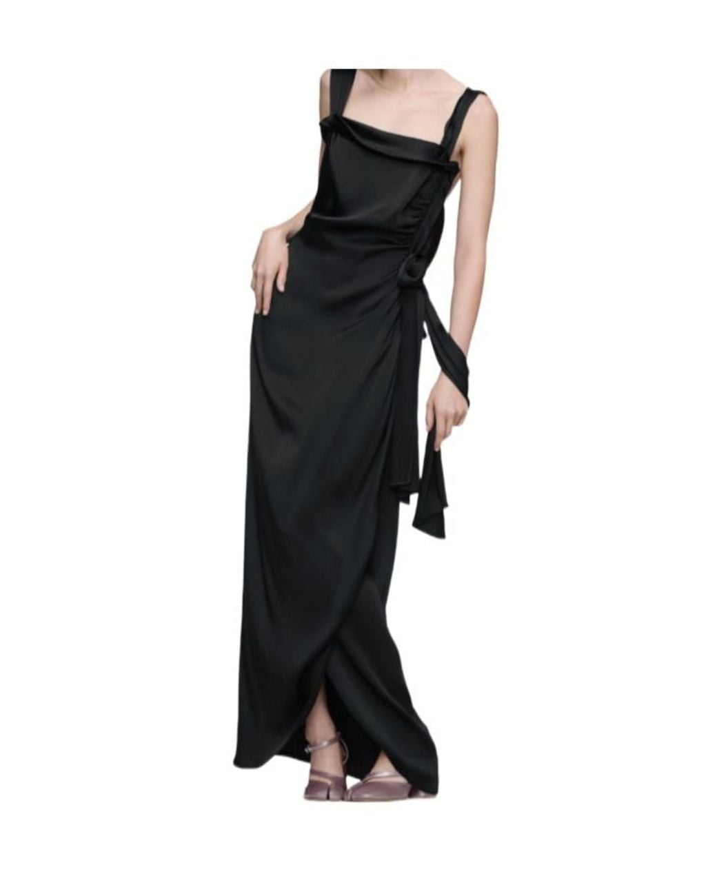 Maison Margiela Black Satin Maxi Dress