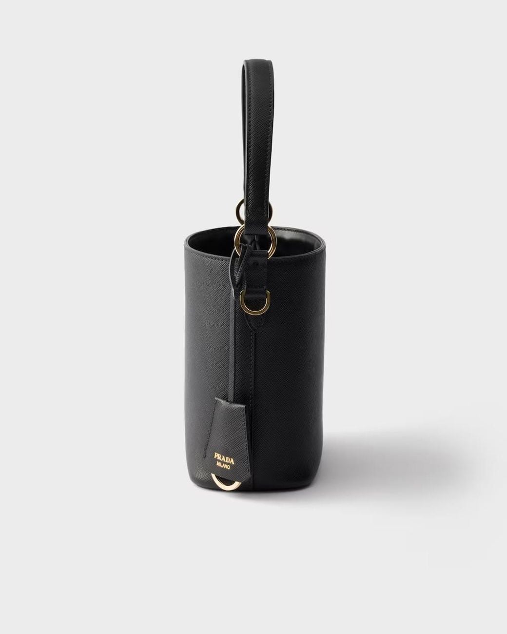 Prada Black Saffiano-Leather Mini Bucket Bag