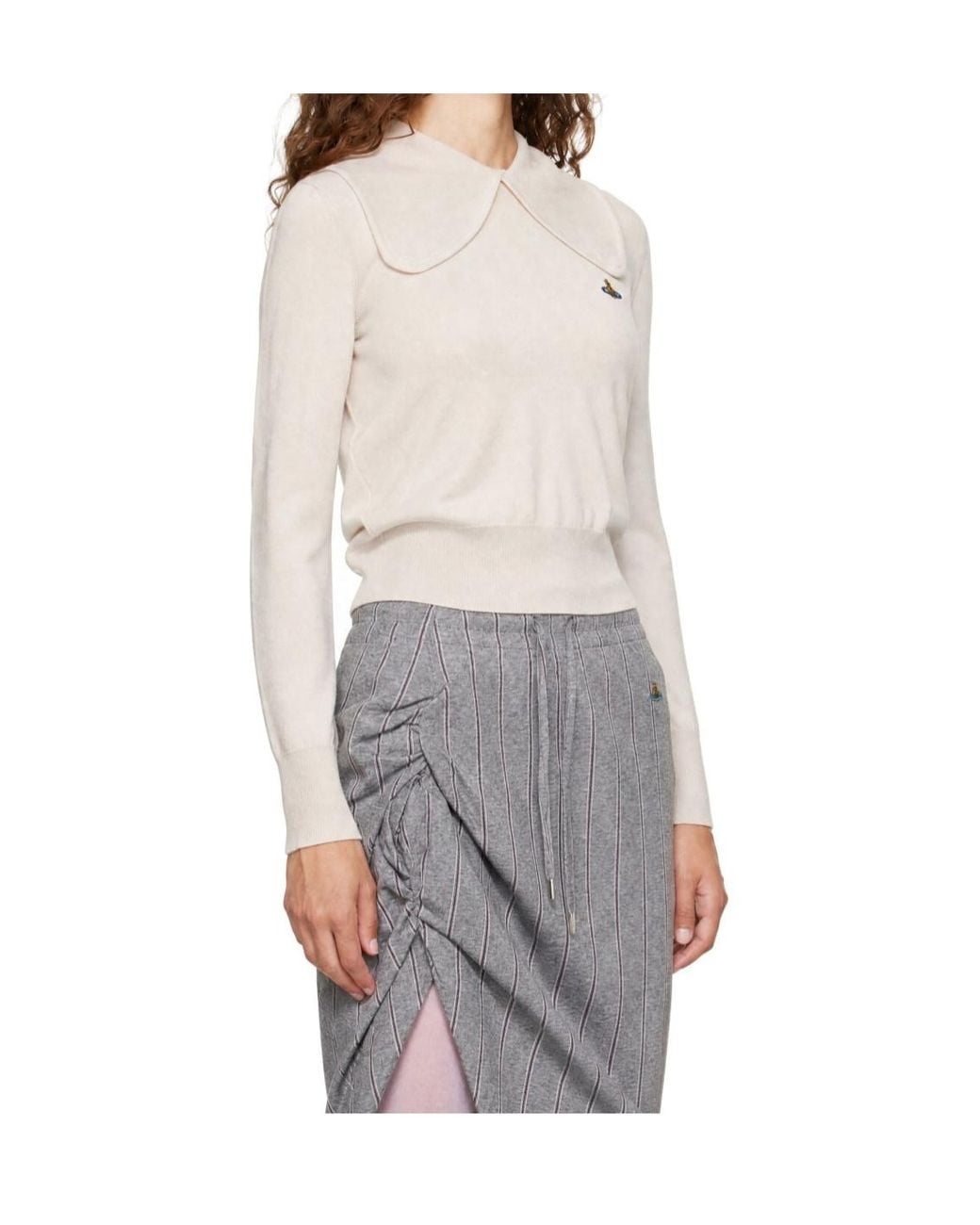 Vivienne Westwood White Bea Collared Sweater