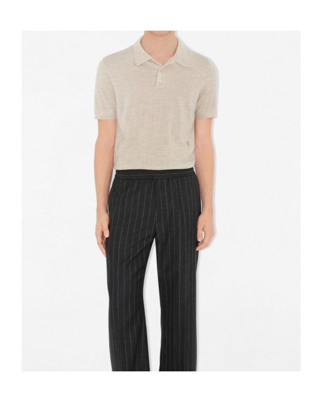 Burberry White Short-Sleeved Fin-Knit Polo Top for men