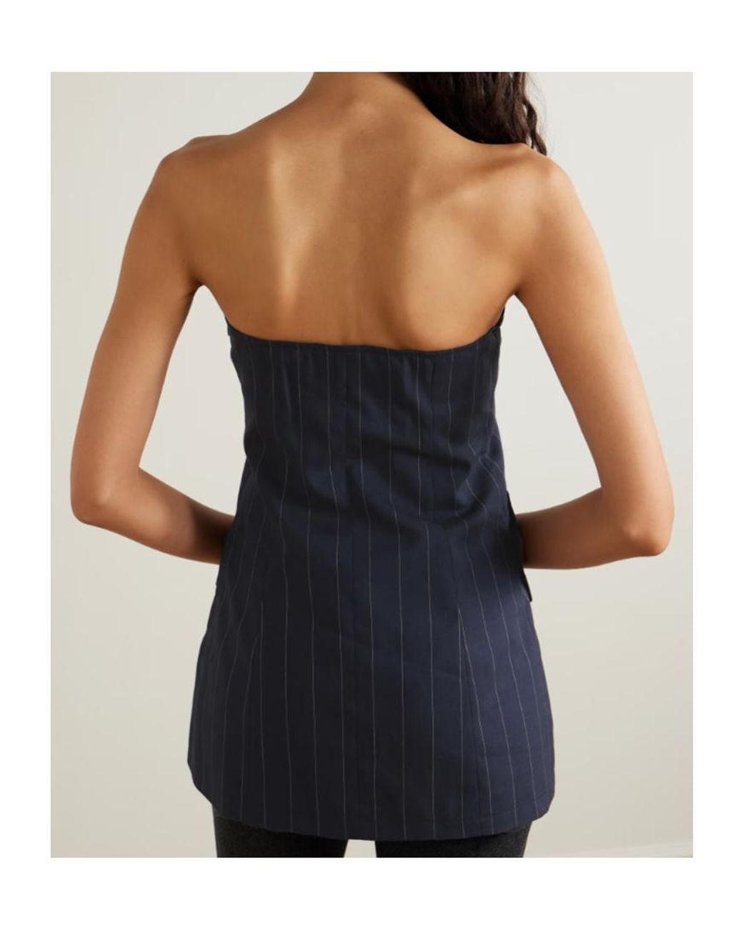 Frankie Shop Blue Sunny Strapless Striped Twill Vest