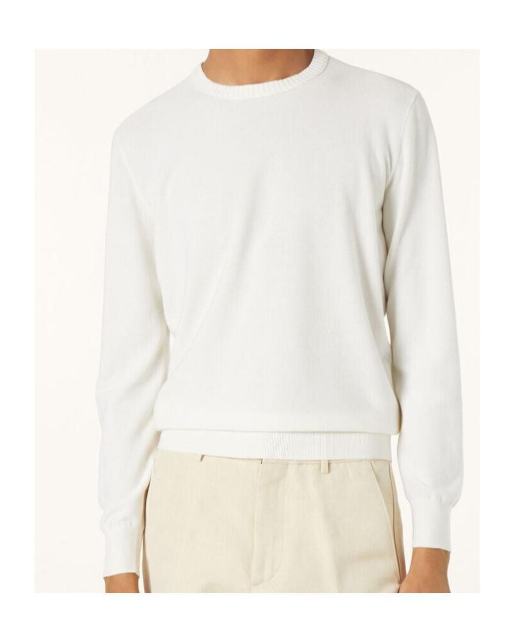 Loro Piana White Logo Long-Sleeved Knitted Pullover for men