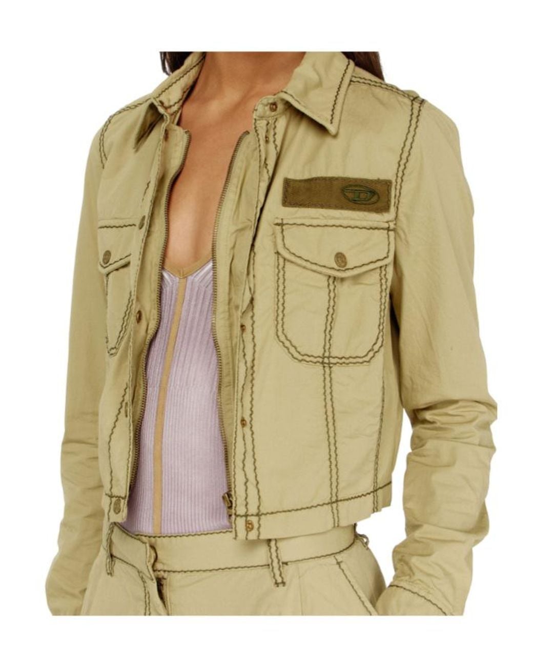 DIESEL Natural G Roovy Logo Detailed Jacket