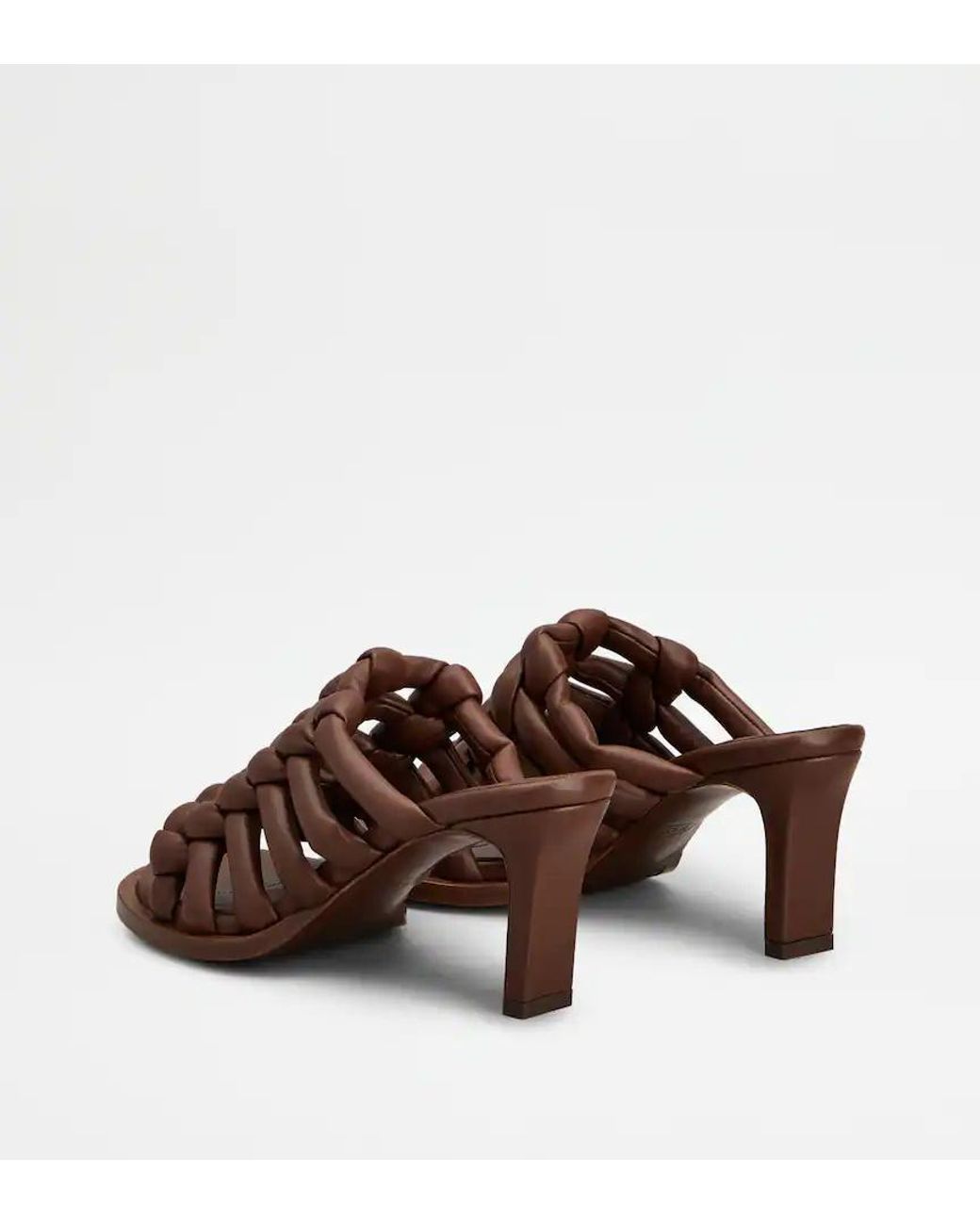 Tod's Brown Intreccio-Design Heeled Sandals