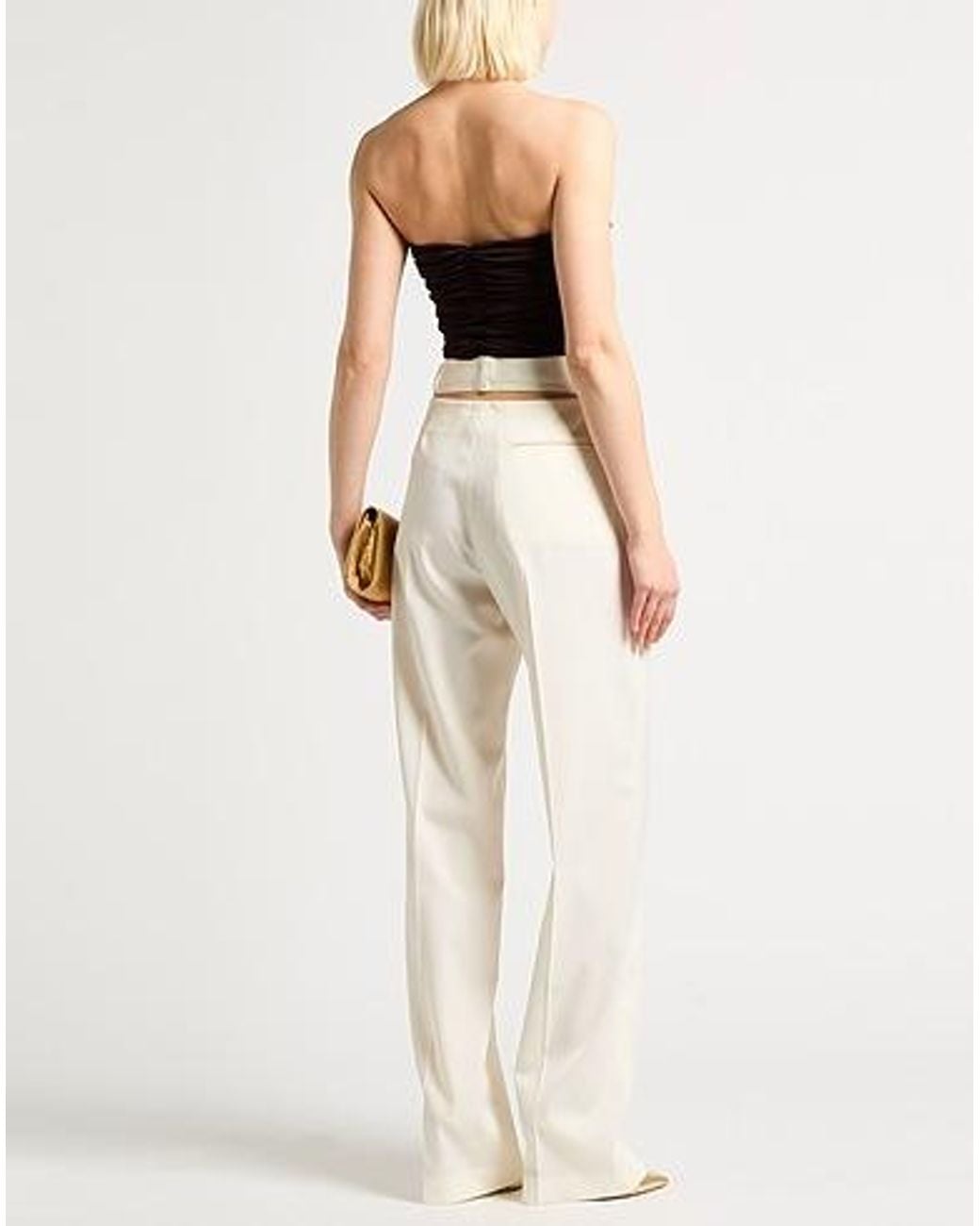 MM6 by Maison Margiela White Solid-Colored Straight-Leg Pants