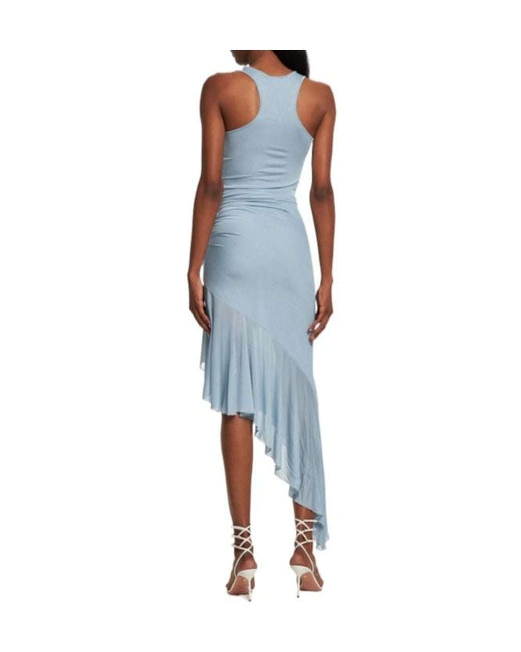 Blumarine Blue Viscose Jersey Draped Midi Dress