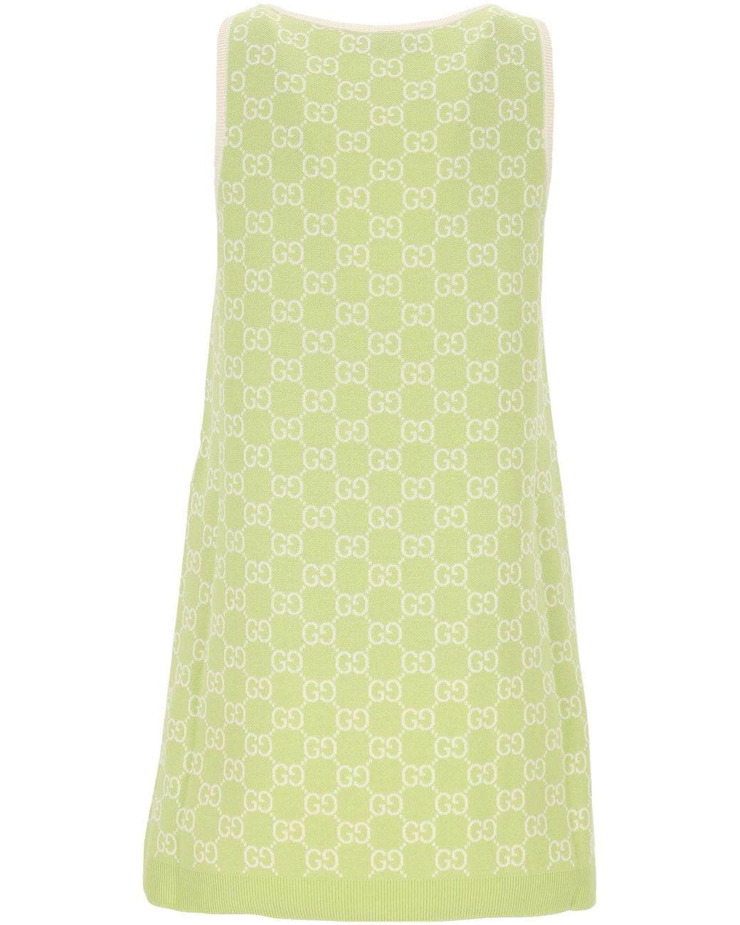 Gucci Green Monogrammed Intarsia Sleeveless Knit Dress