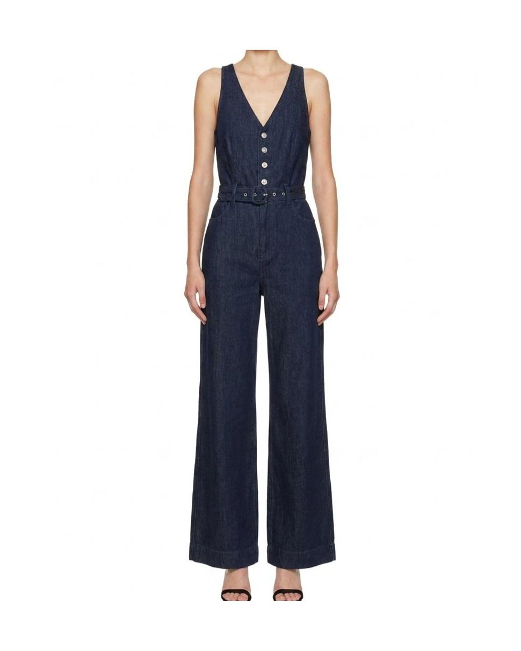 7 For All Mankind Blue Lustre Belted Jumpsuit