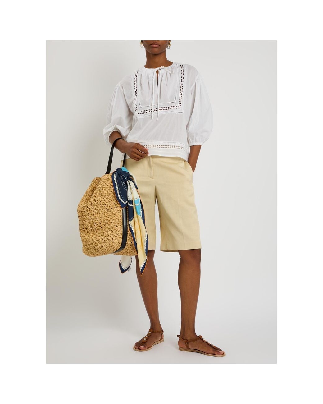 Polo Ralph Lauren White Cotton Short-Sleeve Blouse