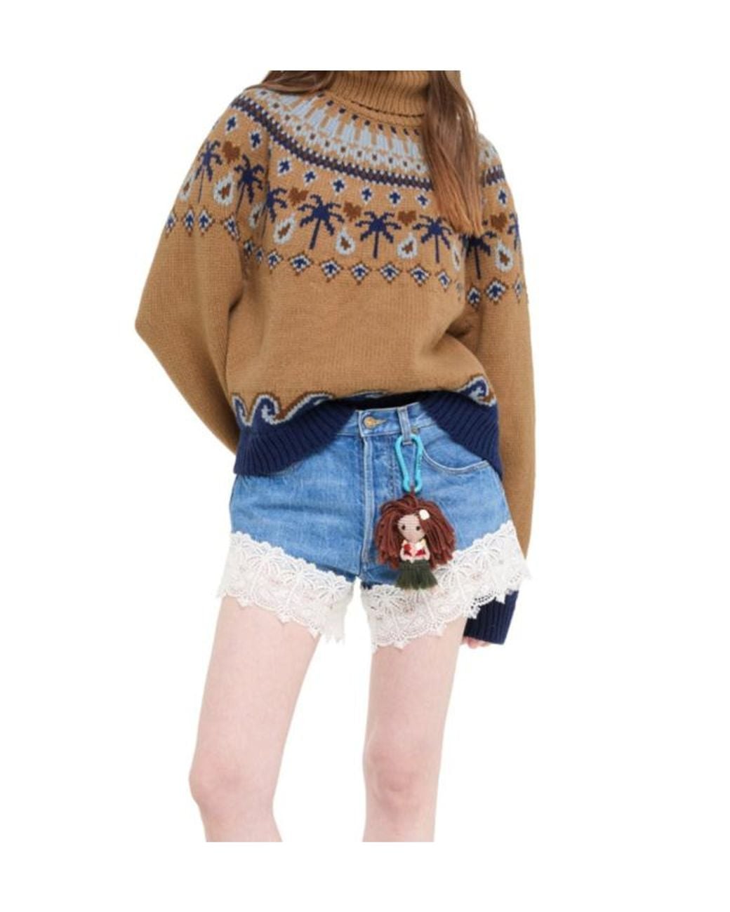 Alanui Blue Sweet Winter Jacquard Turtleneck Sweater