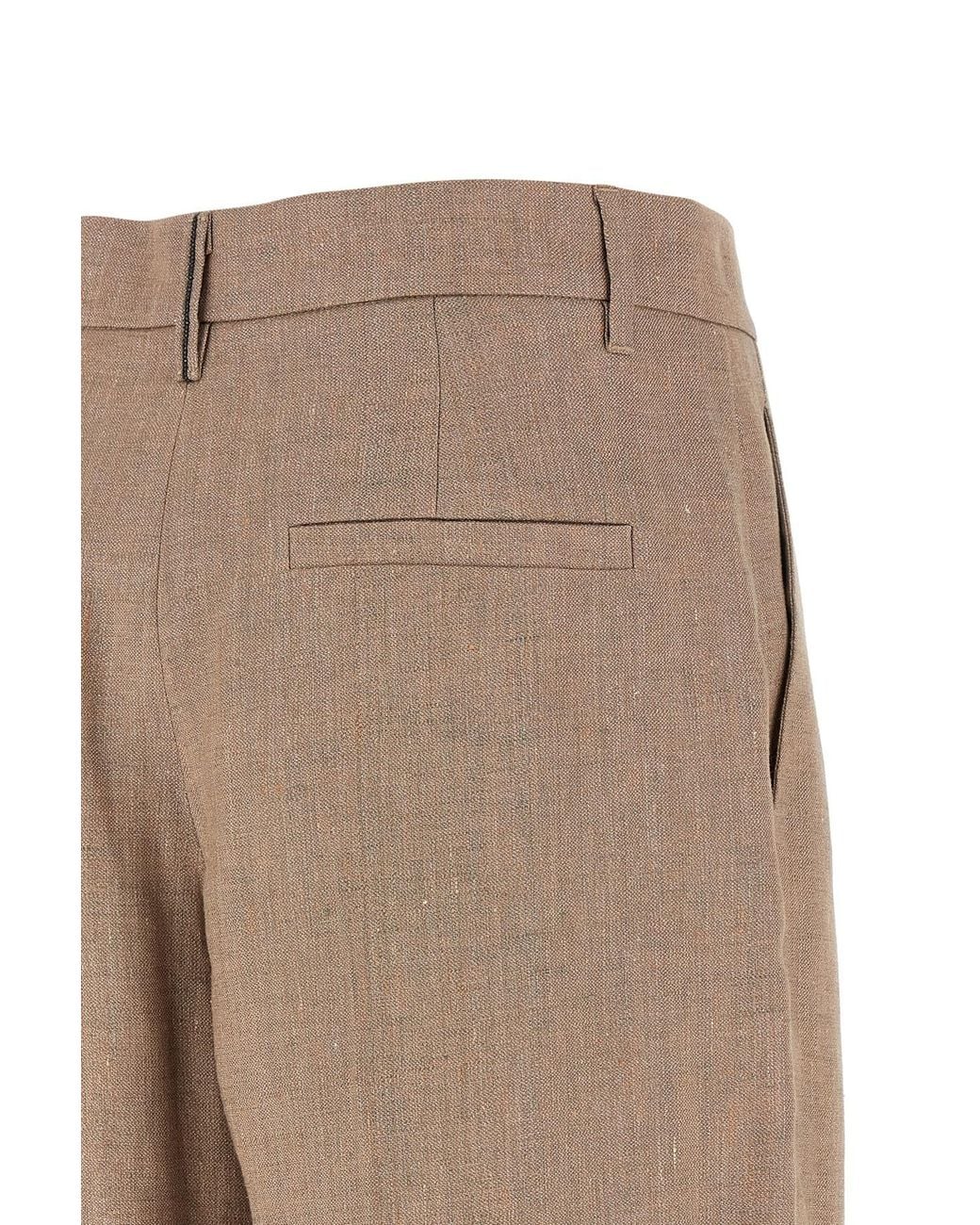 Brunello Cucinelli Natural Loose Pleated Trousers
