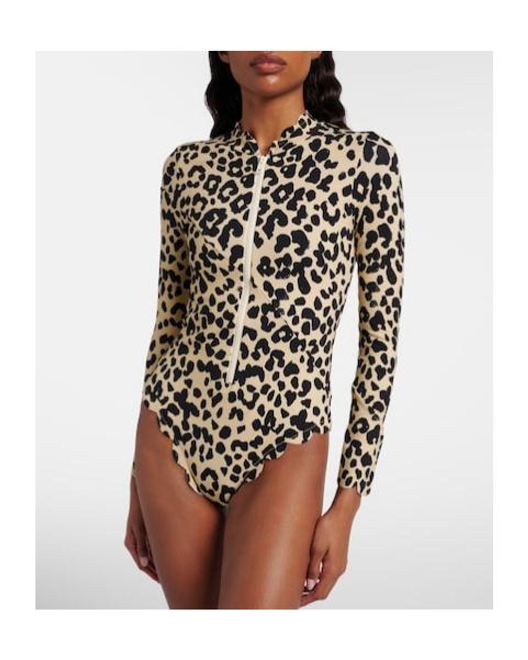 Marysia Swim Black Leopard-Print Rashguard Swimsuit