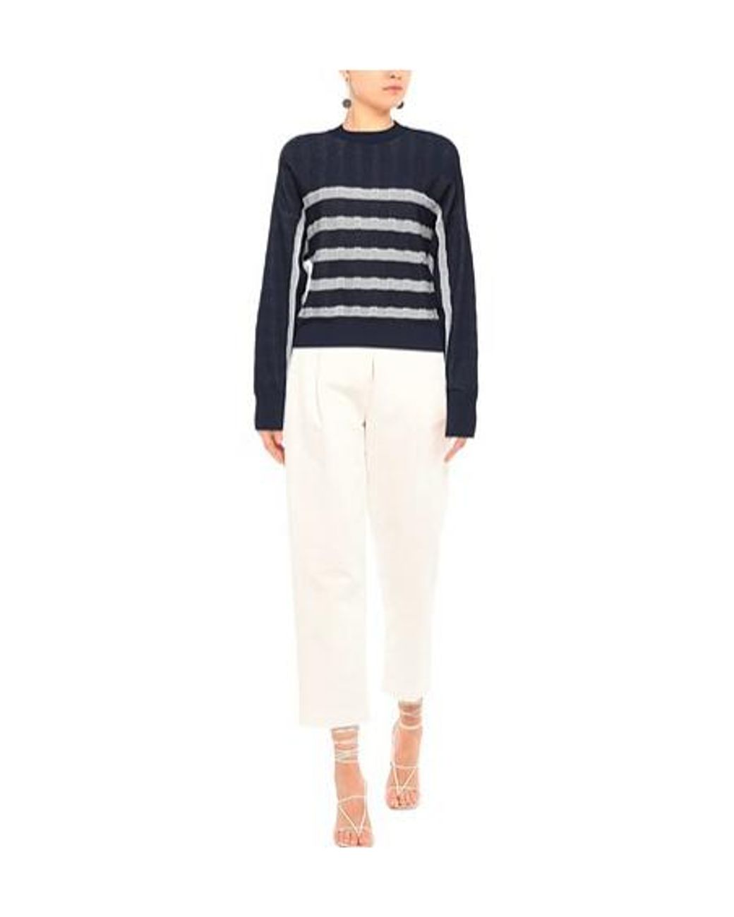 Sportmax Blue Lightweight Striped Knit Top