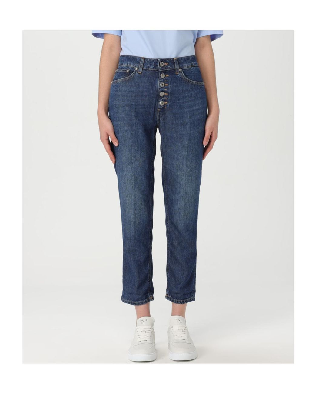 Dondup Blue Koons Button Detailed Tapered Jeans